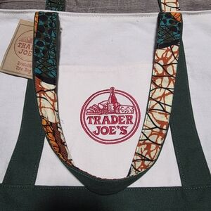 Trader Joe's Green and White Tote Bag